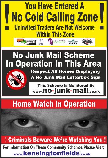 No Cold Calling Zone, Scheme, Area, No Cold Callers, No Junk Mail Scheme, Home Watch Scheme, No Uninvited Traders, www.no-junk-mail.co.uk, 